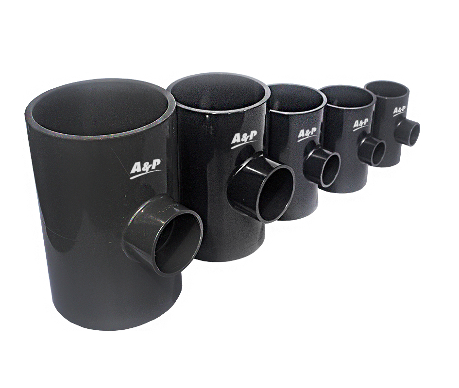Tee Reductora Pvc Color Dark Gray, Pn10 90mm A 32mm